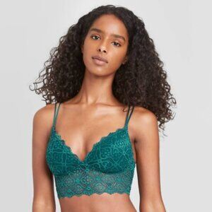 Auden Lace Longline Bralette Bra teal green Chic Supportive loungewear large